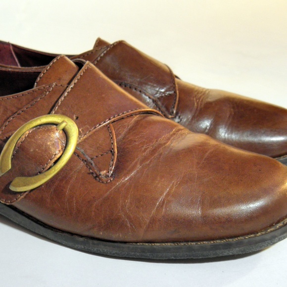 EUROCLUB Vintage Brown Leather Buckle Shoes Sz 6.5 - Picture 1 of 4